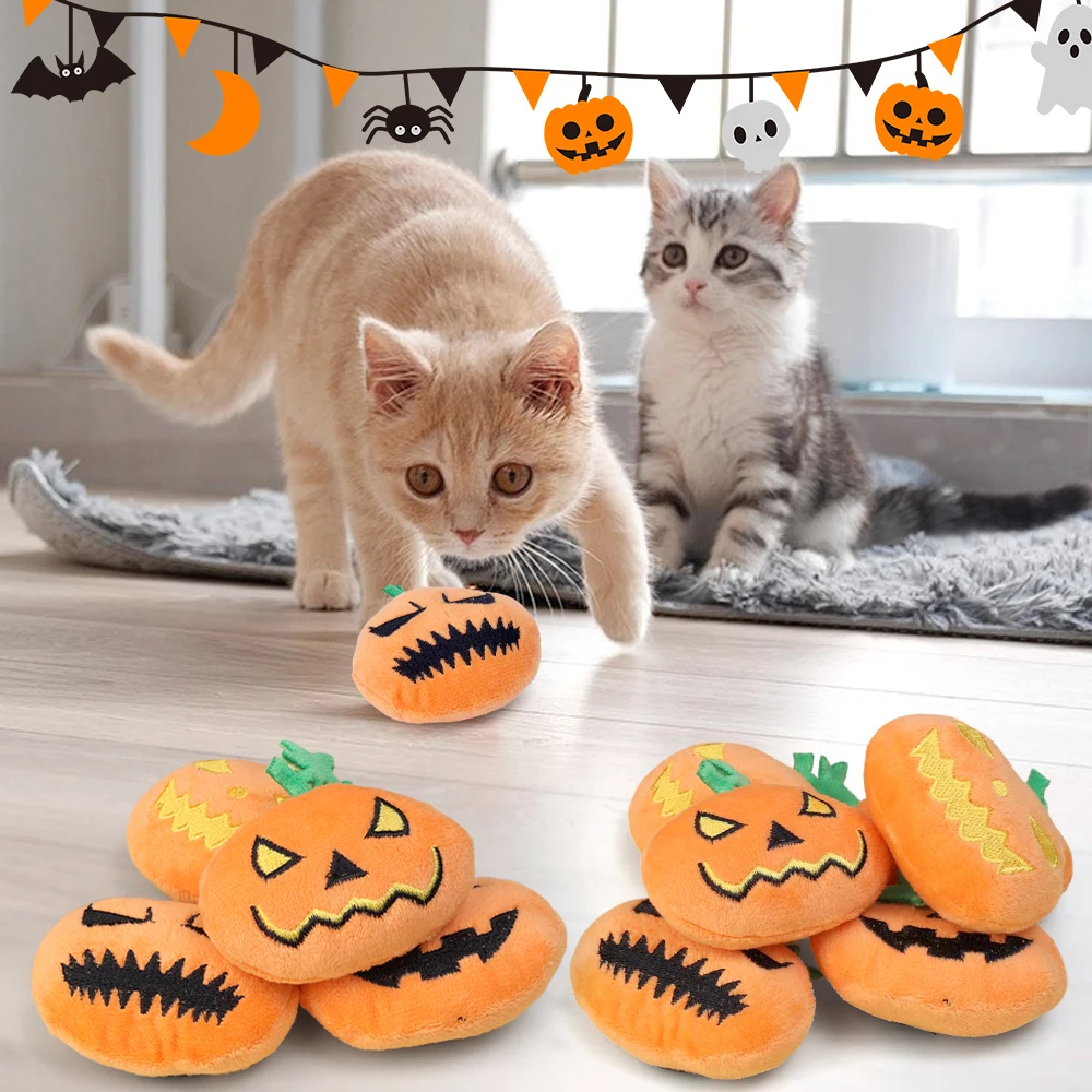 4/1PCS Halloween Pumpkin Pet Biting Toys Funny Soft Plush Dog Tooth Grinding Ball Can Make Sounds Dog Training Toys Pet Products 3