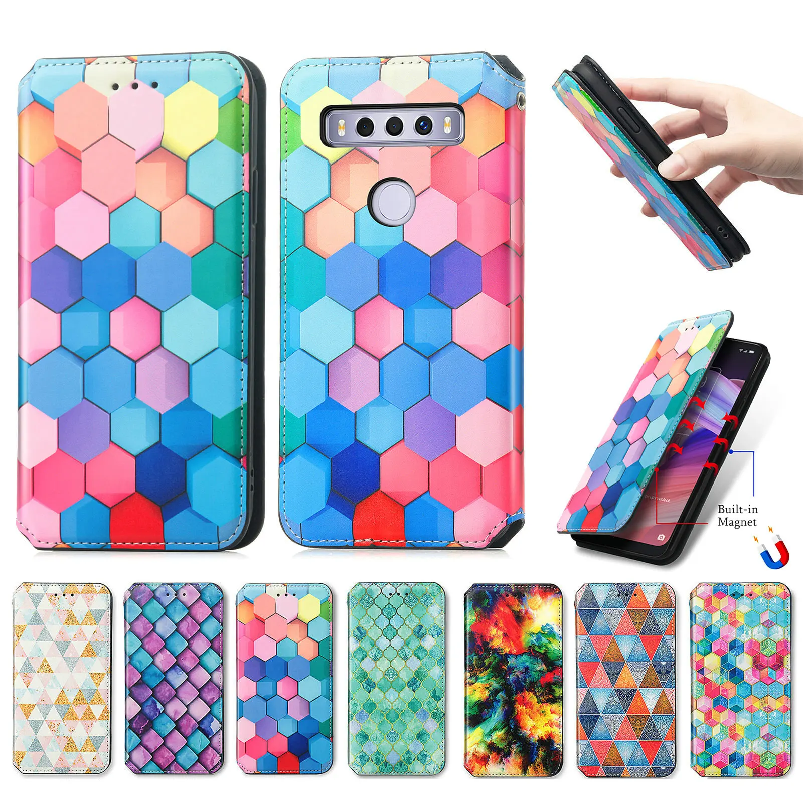 

TCL 10 L 10L Wallet Case Colorful Patterned Folio Leather Flip Cover for TCL 10 Lite TCL10 Lite Phone Protective Bag TCL10 L