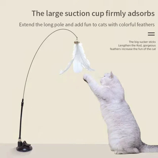 Interactive Cat Toy Handfree Cat Stick Playing Kitten Playing Teaser Wand Toy Suction Cup Bird/Feather Cat Wand Pet Supplies 6