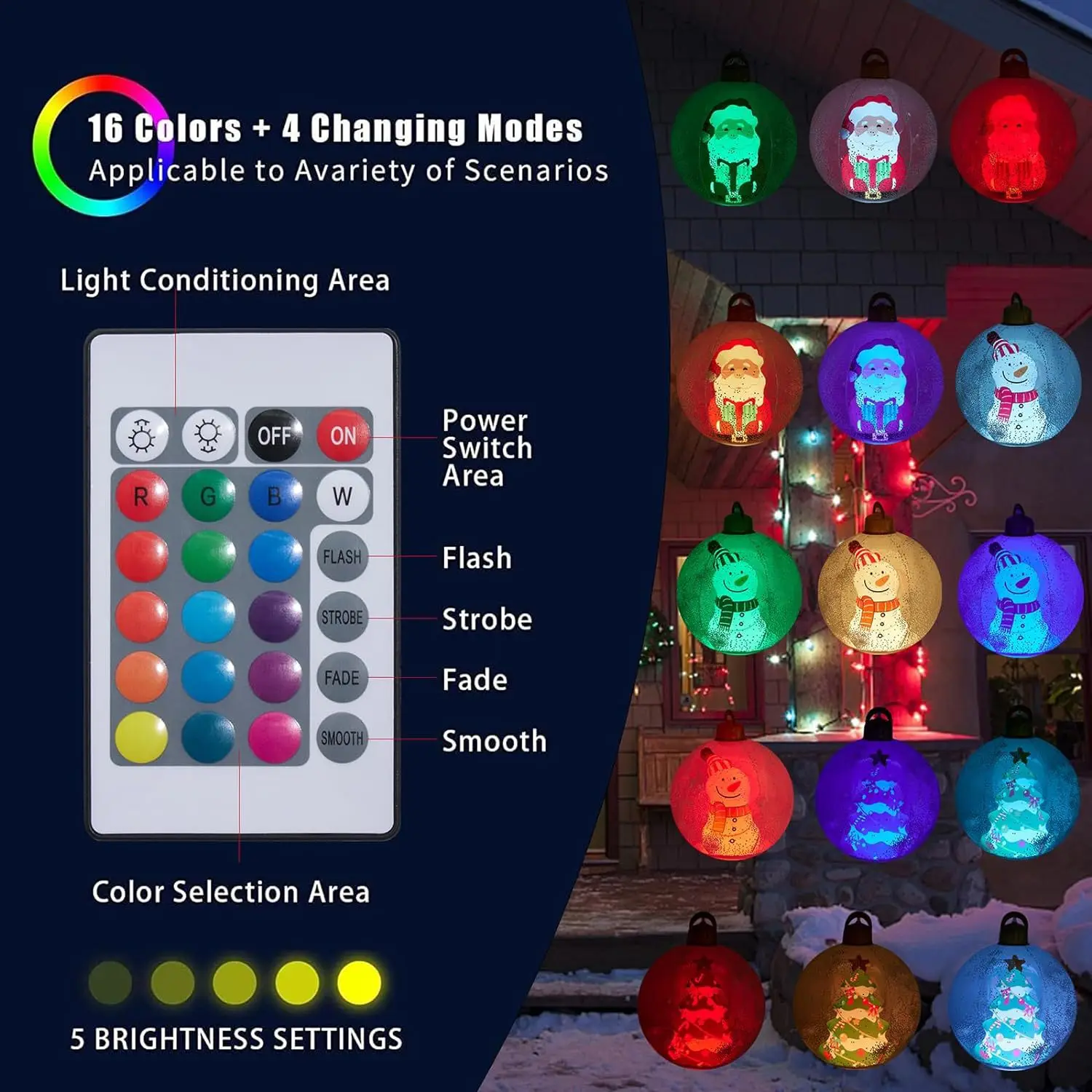 PVC Inflatable LED Christmas Decorative Ball 60cm for Courtyard Outdoor Atmosphere Decoration