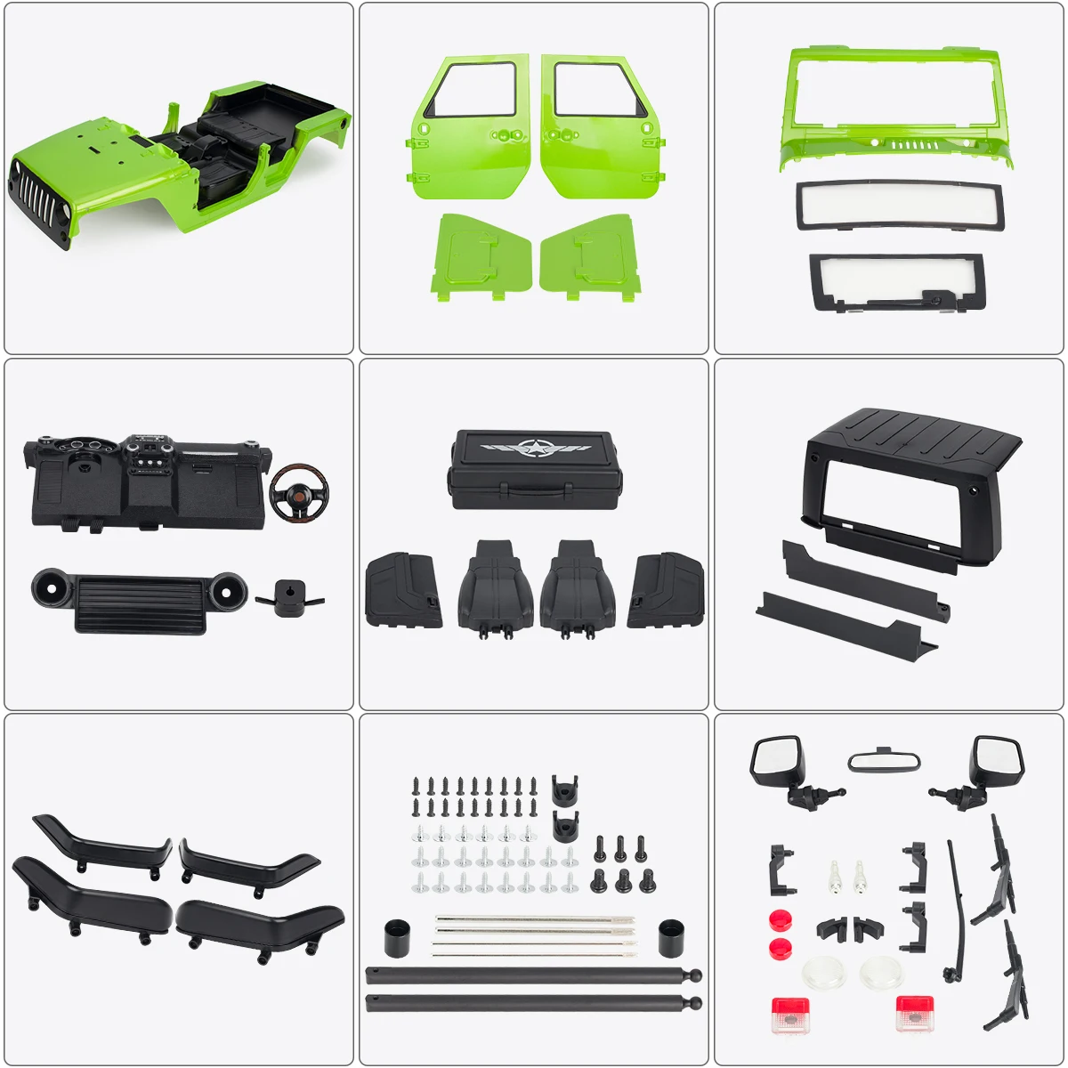 313mm Wheelbase Hard Plastic Pickup Body Shell Unassembled Kit for 1/10 RC Crawler Car Axial SCX10 90046 Jeep Wrangler 
