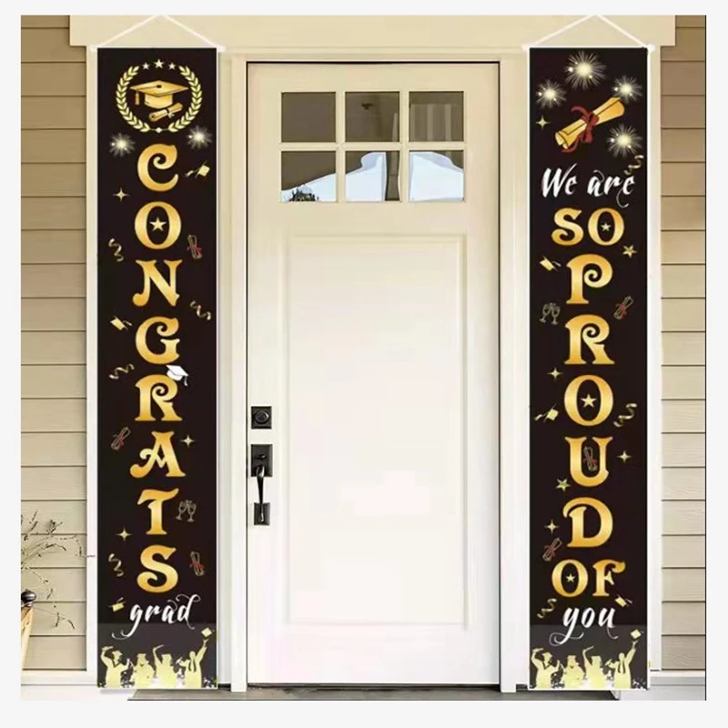 

Congrats Grad We Are So Pround Of You Couplet Hanging Banner For Door Porch Home Decor Class Of 2022 Graduation Party Decoration