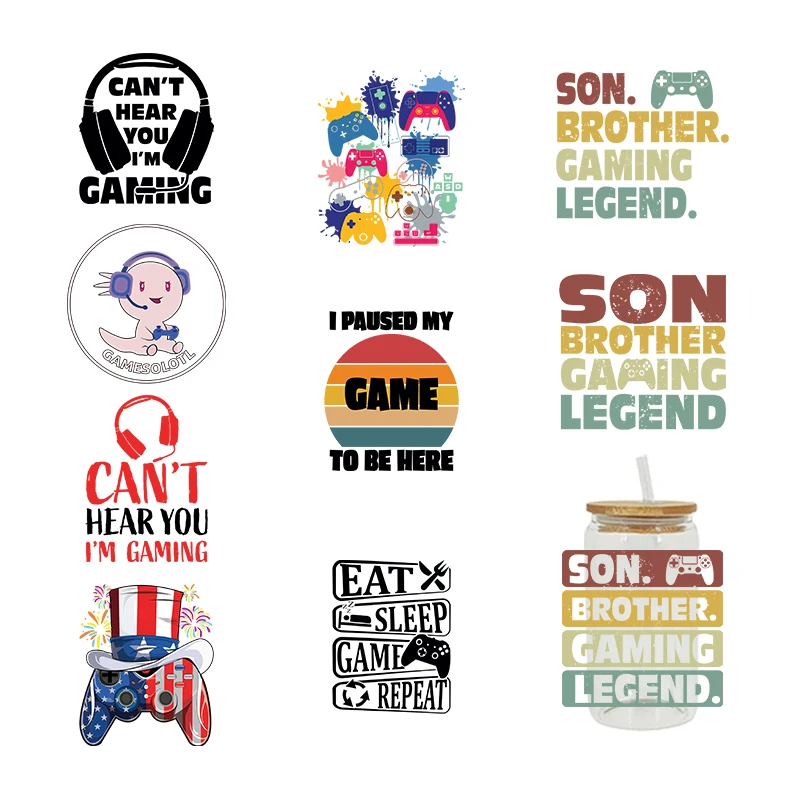 3D UV DTF Transfers Stickers, 16oz Cup Wrap, Gaming Leisure Sports Printed for DIY Glass Ceramic Metal Leather Etc. D848