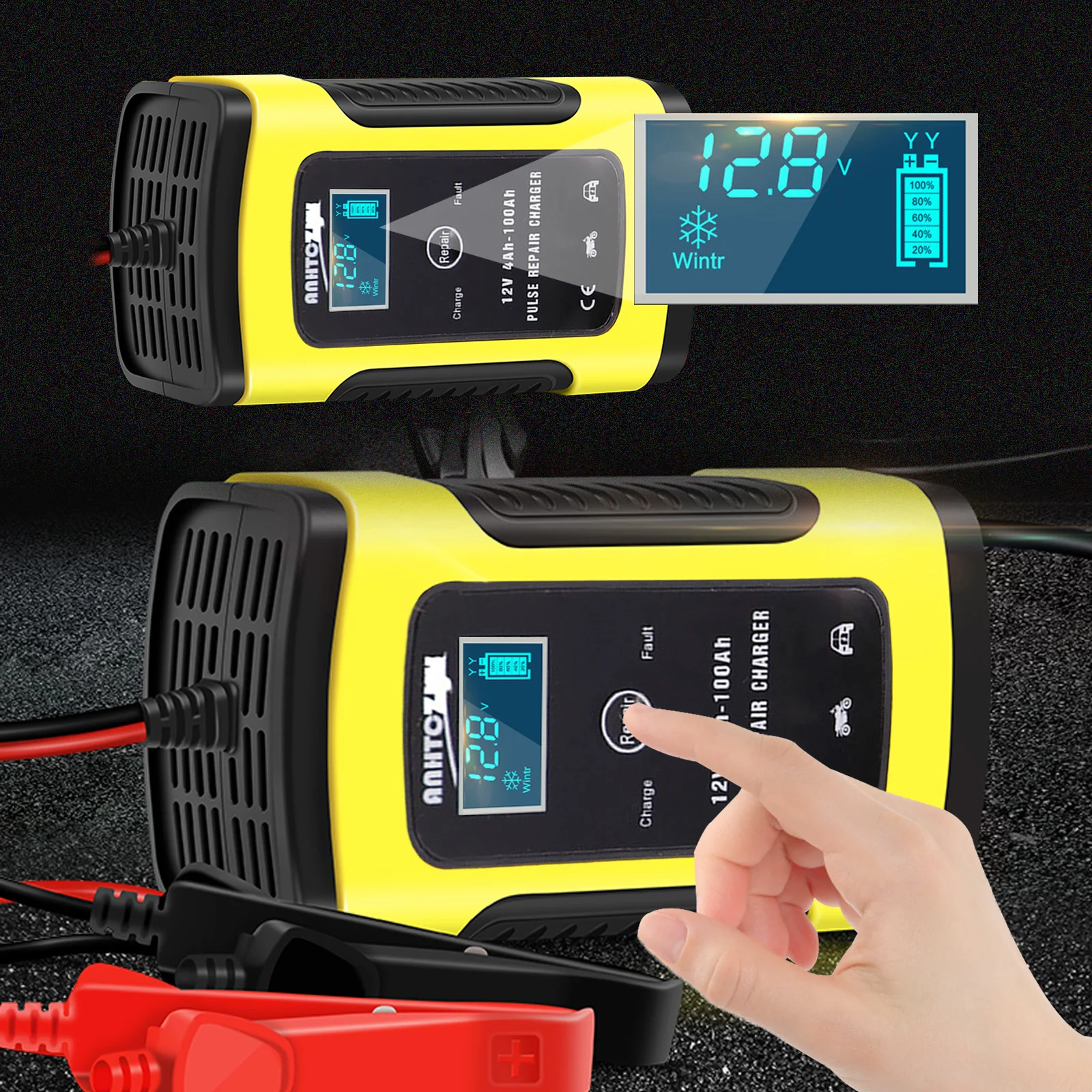 Caricabatteria Per Auto Completamente Automatico 12V 6A Caricabatterie Per Riparazione Di Impulsi Di Ricarica Rapida Intelligente Carica Batteria Al P