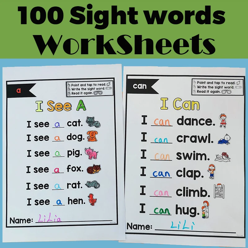 Emergent Sight Word Poems Read Write Children Learning English Workbook  Educational Exercise Training Book Kids worksheet