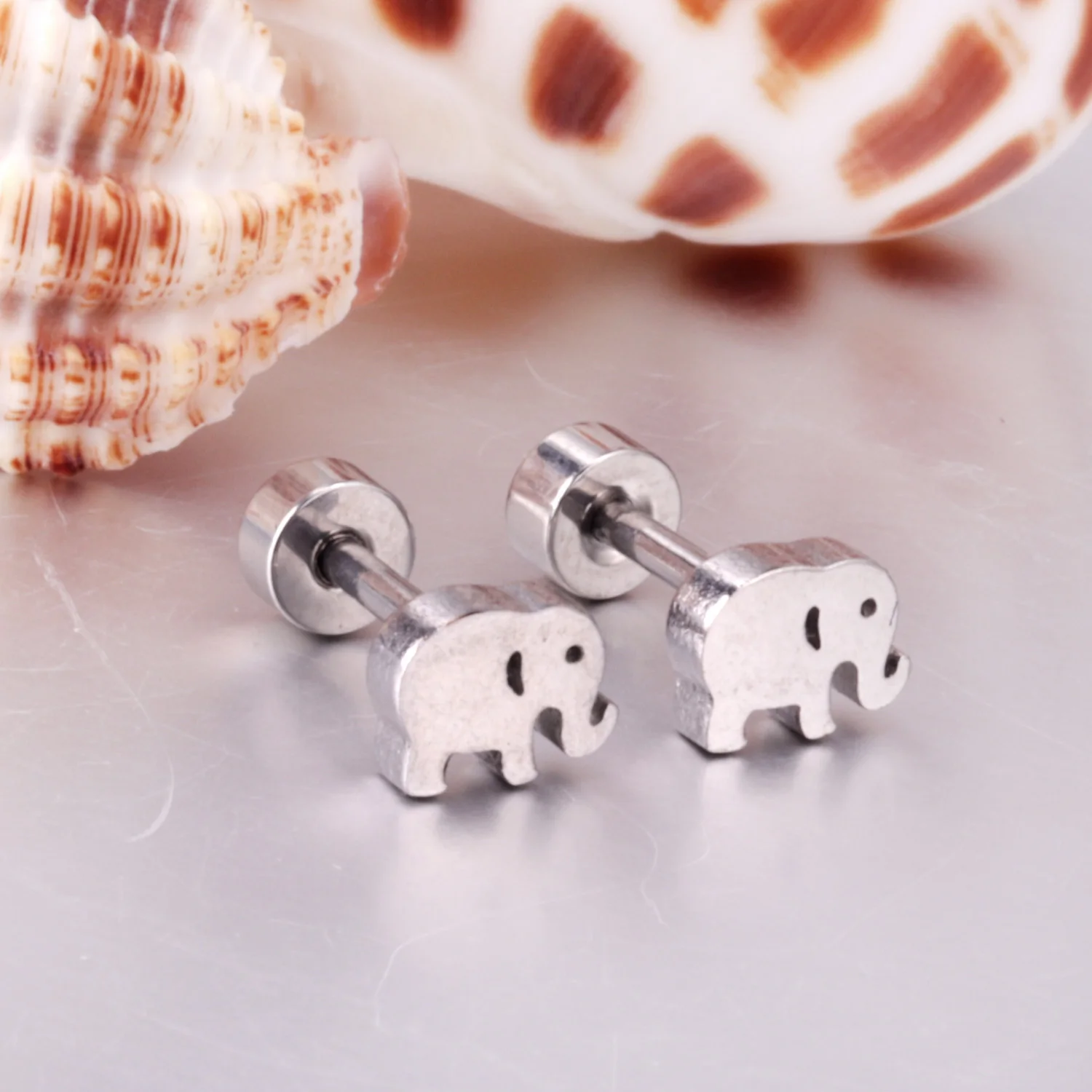 Minimalist Fashion Cute Animals Elephant Stud Earrings For Women Baby Girl Gold Color Stainless Steel Anti-allergy Jewelry 3