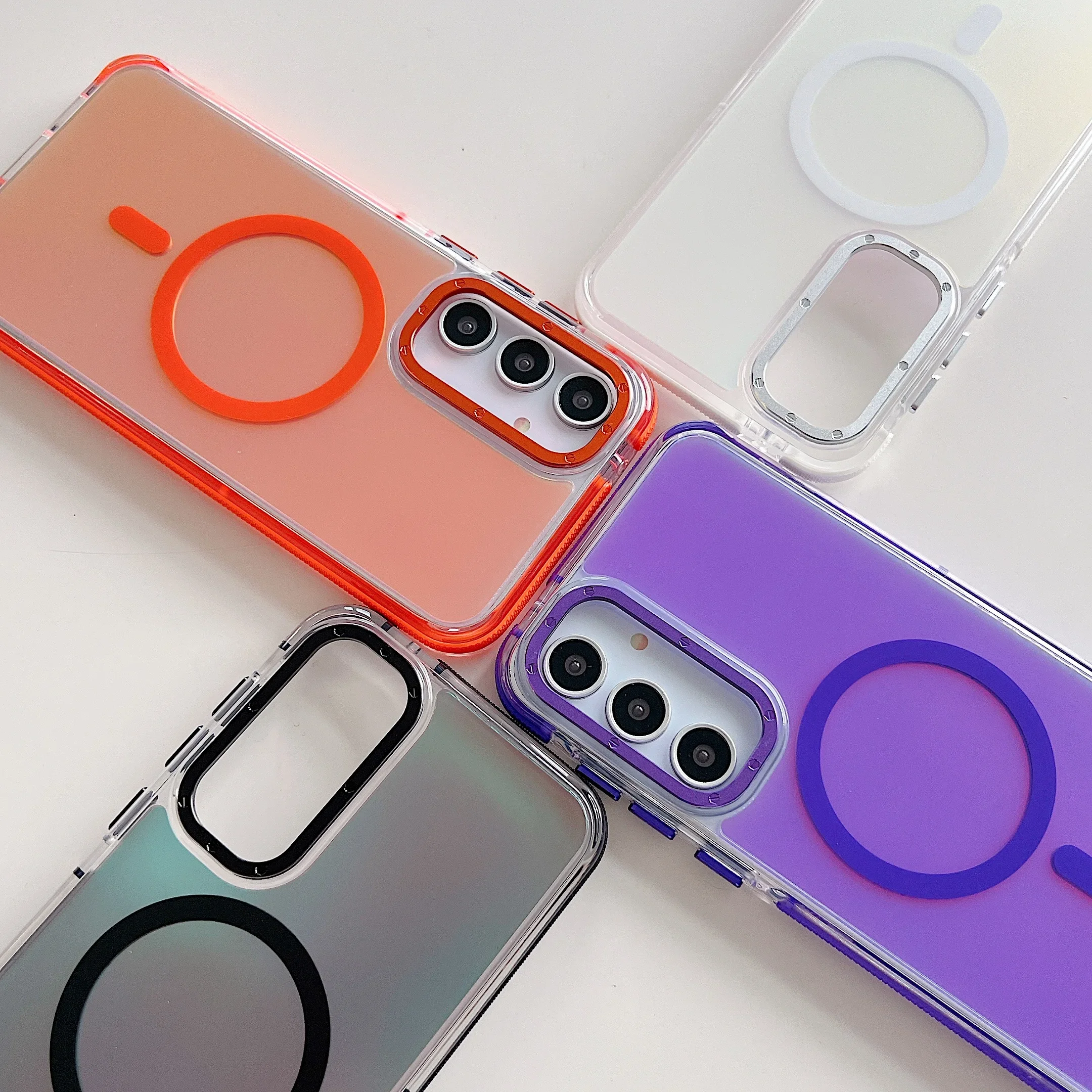 Luxury Magnetic Metal Lens Phone Case with Discolour Cover