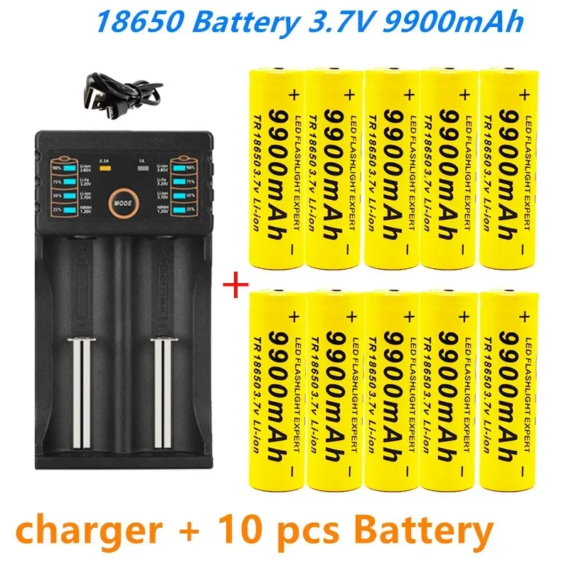 

Free ShippingBatterie Lithium-ion Rechargeable, 18650 V, 3.7 MAh, Avec Chargeur, Pour Lampe De Poche Led, Avec 1 Chargeur, 9900
