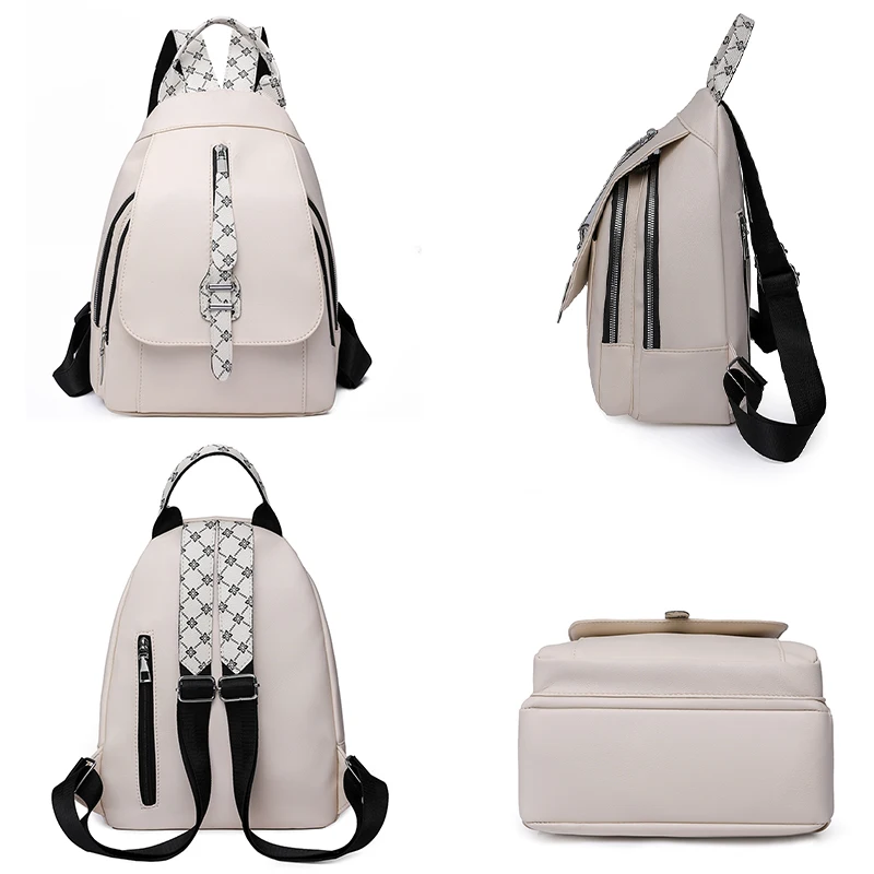 3 In 1 Women's Fashion Backpack 2024 High-quality PU Leather Backpack Luxury Women Leisure Backpack Retro White Travel Backpacks