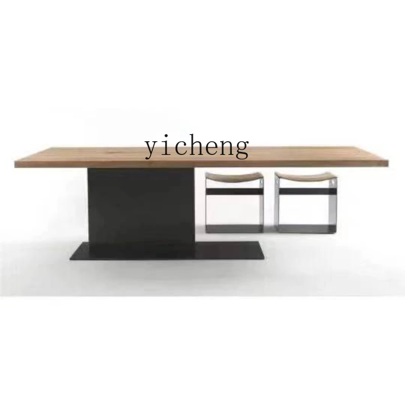 

ZK Simplicity Log Vintage Dining Table Art Iron Art Western-Style Dining Table Solid Wood Dining Table Living Room Home