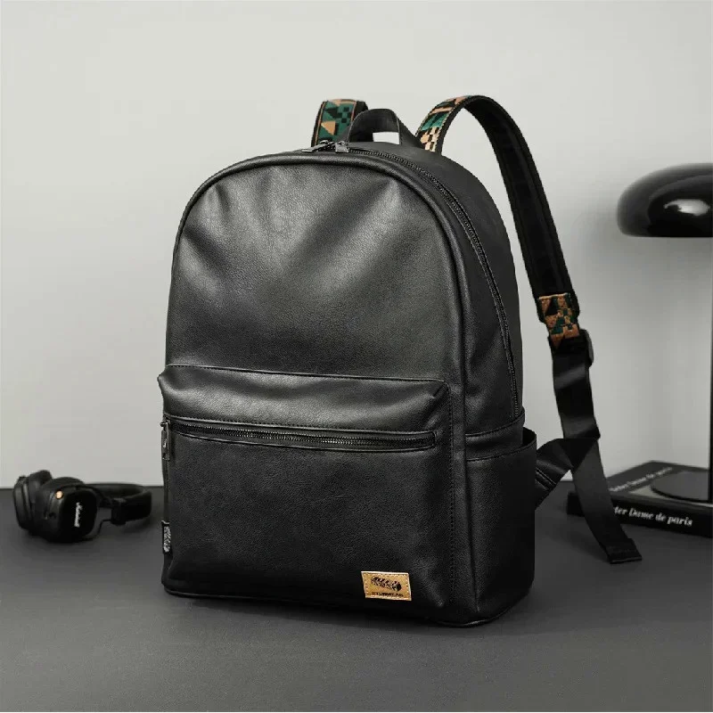 New fashion Men's backpack business leather travel backpack casual student school bag for boys large capacity laptop bag