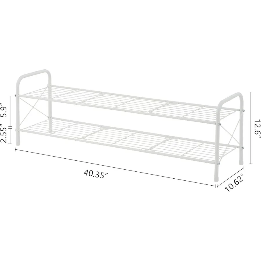2 Tier Shoe Rack for Closet Durable Mesh Style Shoe Rack Entryway Shoe Shelf Shoe Storage Organizer for Hallway Bedroom Living