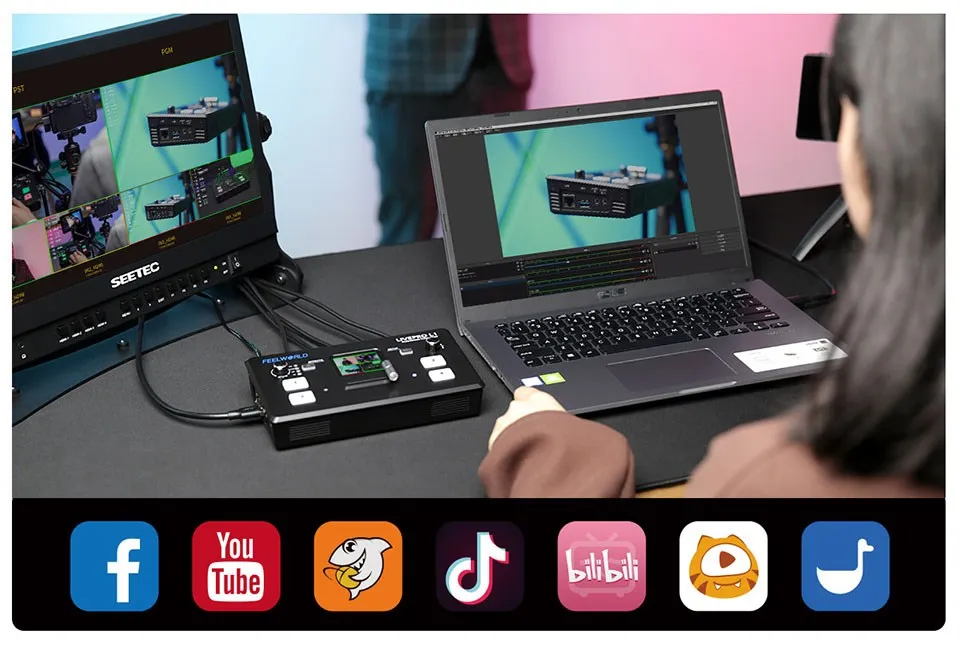 FEELWORLD LIVEPRO L1 V1 Multi Format Video Mixer Switcher 4xHDMI Inputs Camera P