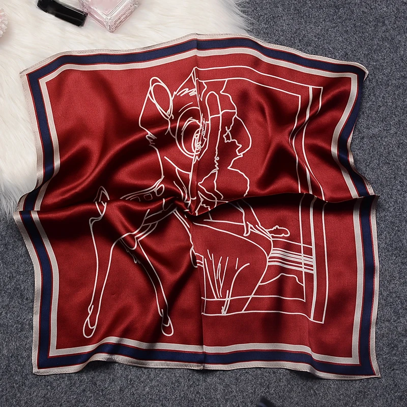 

Модный квадратный шелковый шарф 53 см 100%, Женская повязка на голову, синий Модный шейный платок, искусственная бандана