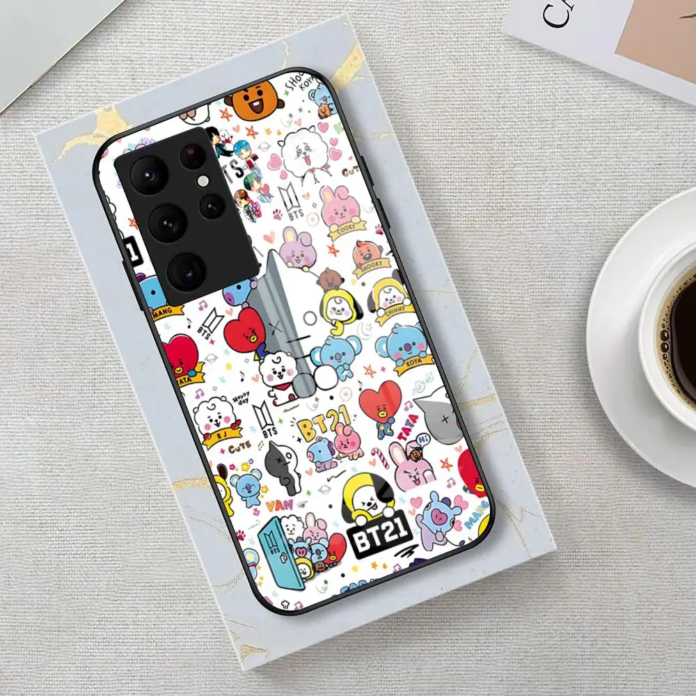 Kpop A-B-BT21-S Phone Case with Glass Cover – Sleek Design and Durable Protection