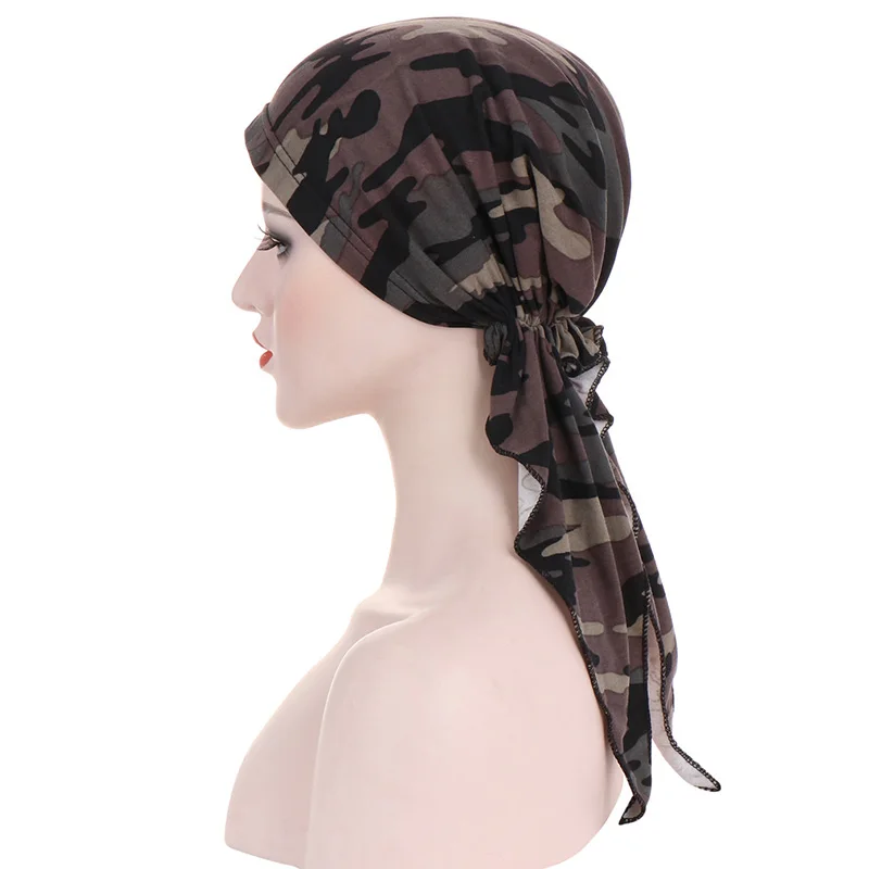 Women'S Elastic Cotton Muslim Headscarf, Head Scarf, Cancer Chemotherapy Cap, Flower Printed Head Scarf, Hair Loss Head Scarf