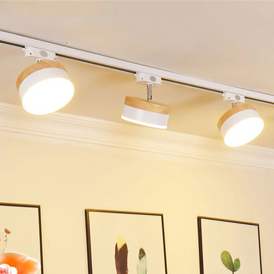 

Modern LED Track Light 12W Indoor Wooden Ceiling Rail Spotlight Home Wall Background Clothing Shop Window Track Lighting Fixture