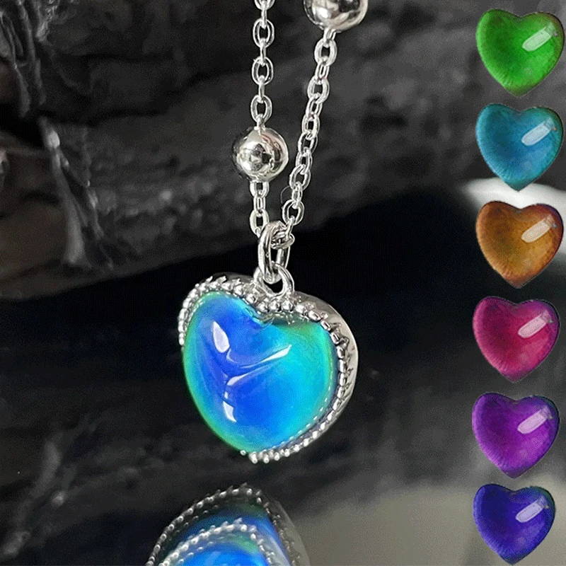 Creative Mood Necklace Color Change Emotion Temperature Heart Pendant  Jewelry | eBay