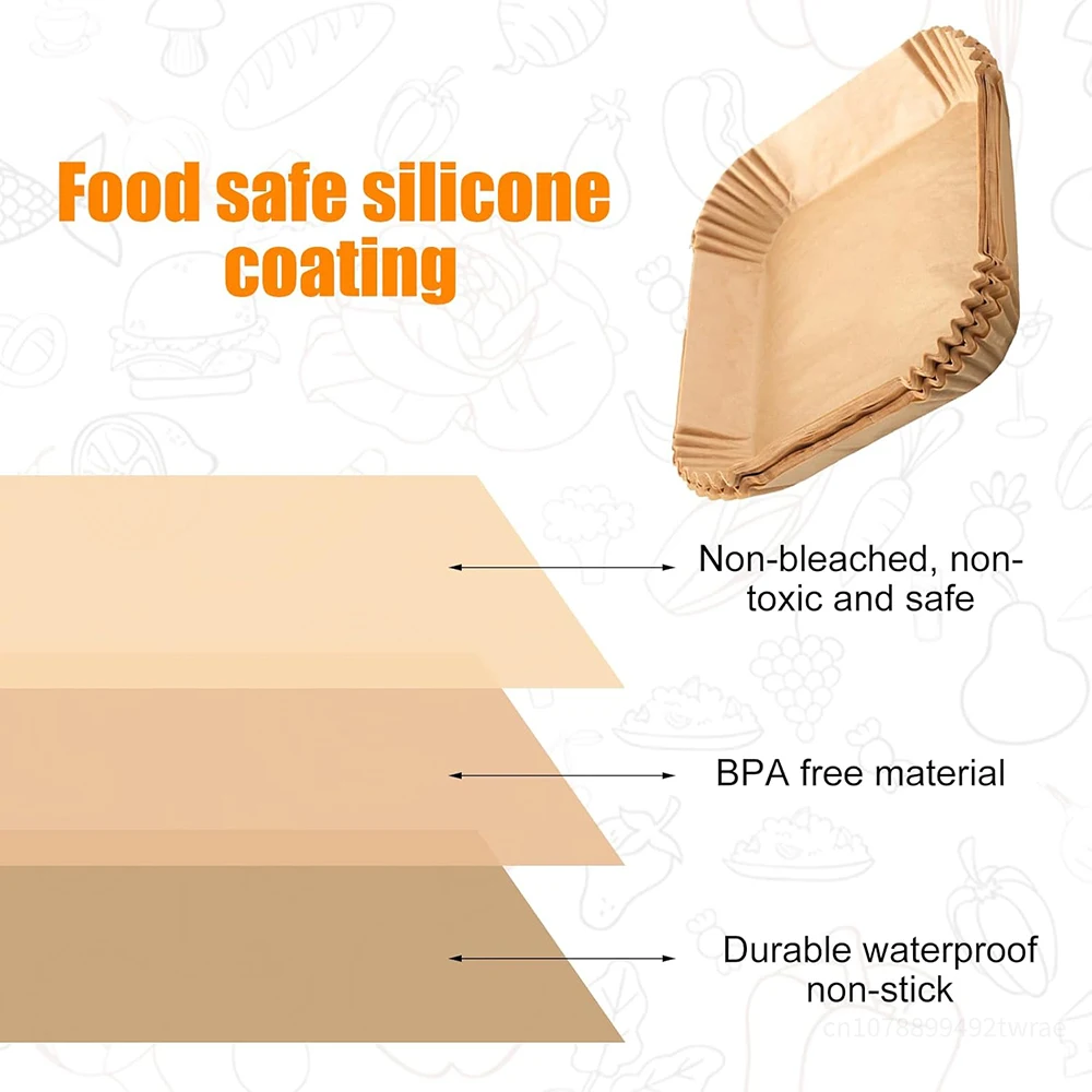High-Temp Resistant Non-Stick Baking Paper - Durable, Oil-Proof Air Fryer Liners