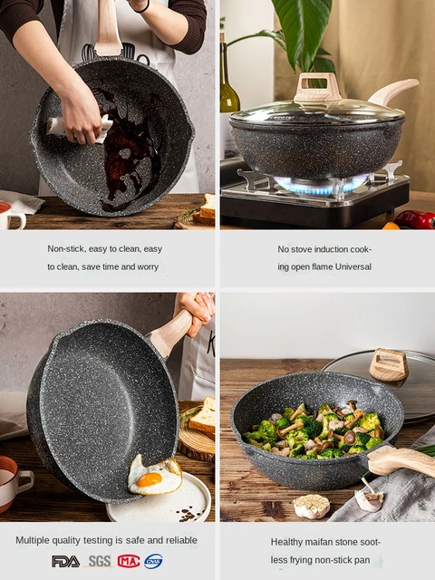 Carote medical stone non-stick pan steak frying pan home wok cooking  induction cooker gas stove special. - AliExpress