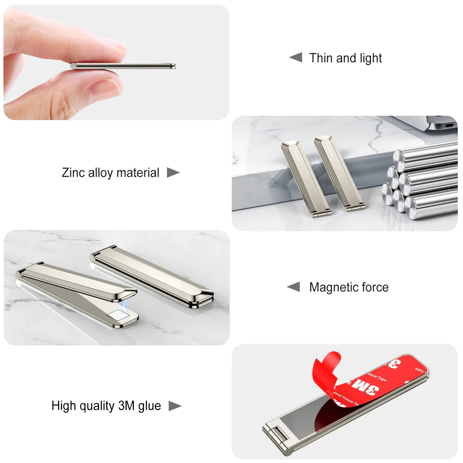 Eary Ultra-Thin Invisible Phone Kickstand Folding Invisible Portable Metal Cell Phone Stand Holder for iPhone Samsung Cellphones