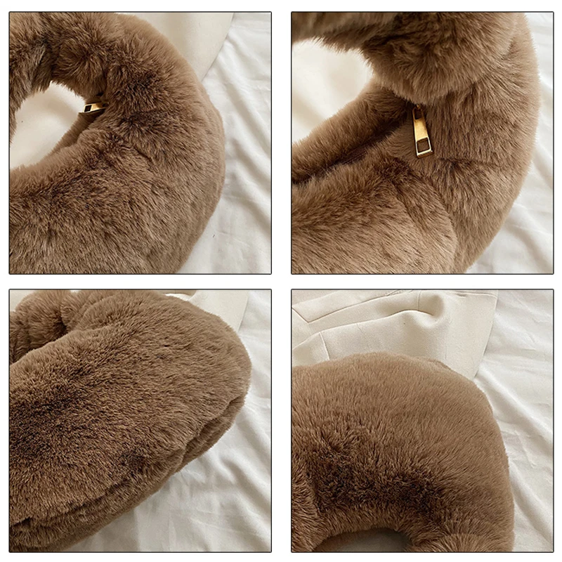 Small Plush Clutch Bags For Women 2022 Winter New Furry Luxury Designer Handbag Soft Fluffy Bag Fur Hobos Korean Fuzzy Tote Bag