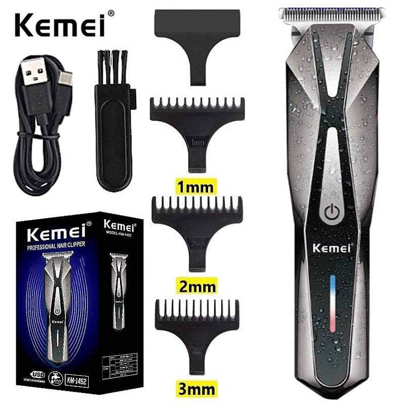 

Kemei-1452 перезаряжаемая машинка для стрижки волос, профессиональный электрический триммер для мужчин, Парикмахерская Машинка для стрижки волос, беспроводное бритье бороды