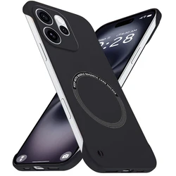 Ultra Thin Frameless Magnetic Case - Super Light Matte Hard Cover with Back Bumper Skin for Reno 15 Pro China (Black)