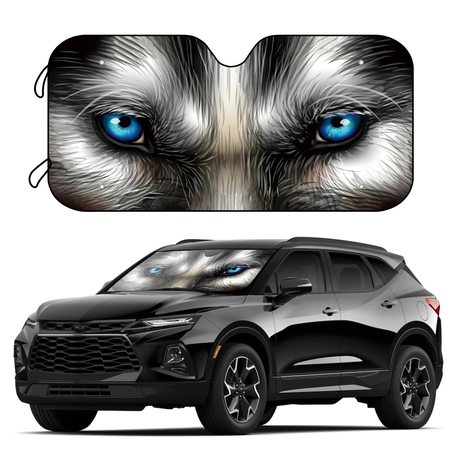 

1pc Car Windshield Sunshade With Wolf Eyes Foldable Sun Shade Blocks UV Rays Keep Your Vehicle Cool Fit Most Cars SUV Trucks - 5