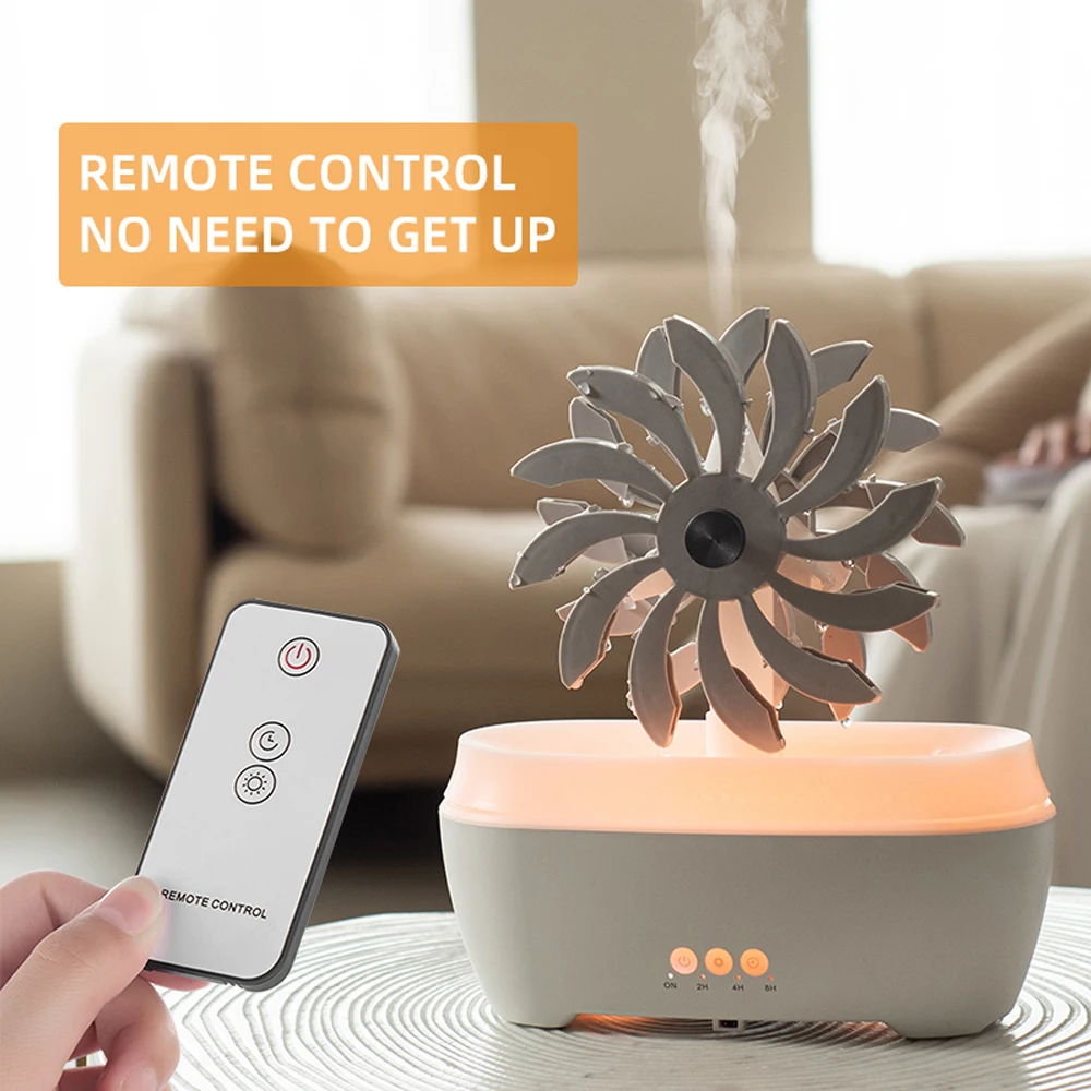 Creative Raindrop Windmill Essential Oil Automatic Aromatherapy Machine Ultrasonic Remote Control Heavy Mist Humidifier ﻿ 2