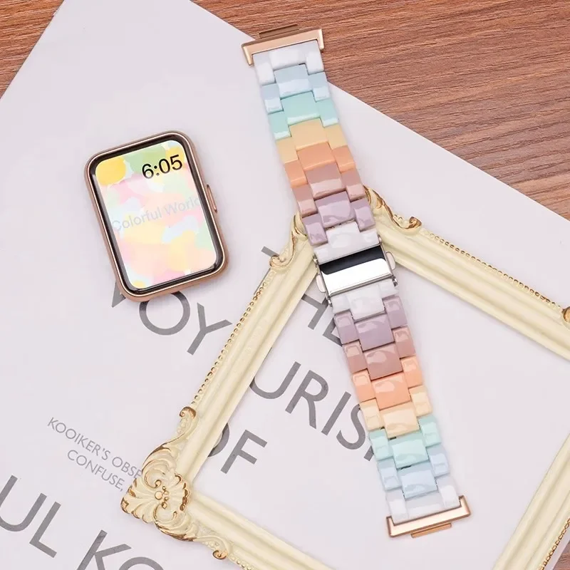 Rainbow Clear Resin Lightweight Wristband Strap Bracelet