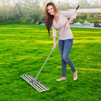 Lawn Leveling Rake, Soil Lawn Rake, Lawn Leveling Tool with Handle for Garden Golf Lawn Far 2