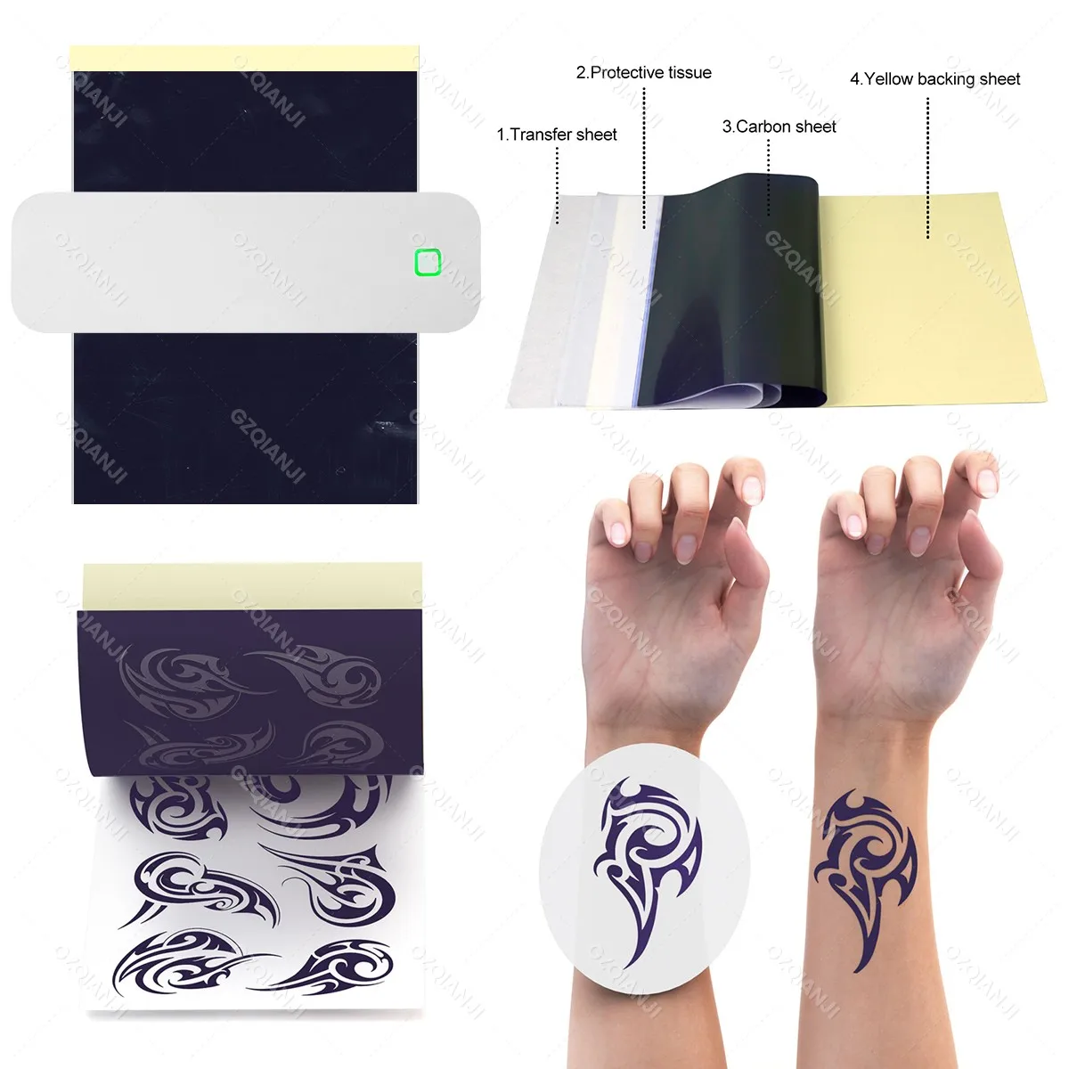 A4 ink-free Wireless Portable Printer Mobile Bluetooth Compatible with iOS Android Notebook Computers Maker For Photo PDF Print