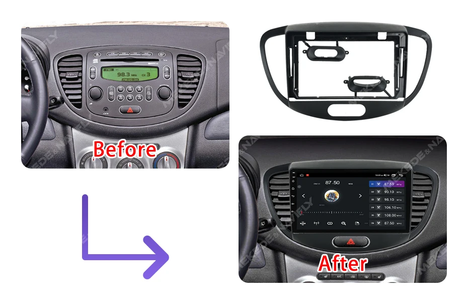 MEKEDE 9-Zoll-Autoradio-Rahmen für Hyundai I10 2007-2013 Blendenrahmen Montageplatte Rahmen Kabelprotokoll Kabelbaum Blende – Detail 8