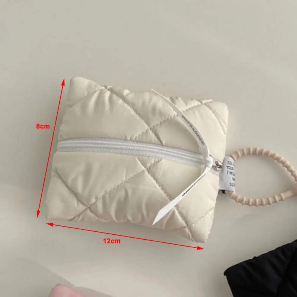 Fashion Quilted Cotton Cosmetic Bag Soft Zipper Travel Coin Purse Portable Solid Color Small Storage Pouch