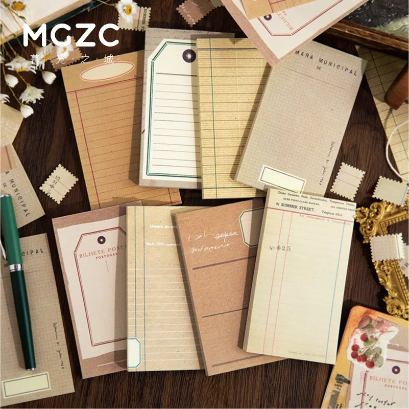 

20sets/lot Memo Pads Material Paper Light vintage base Junk Journal Scrapbooking Cards Retro Background Decoration Paper