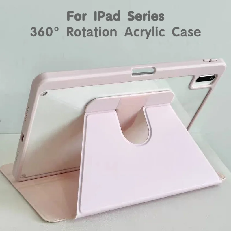 

360°Rotatable Acrylic Tablet Cover For iPad 10.2 9th Gen Pro 12.9 11 6th 5th Gen 9.7 Air 1 2 air3 10th 10.9 Air 5 4th Gen mini6