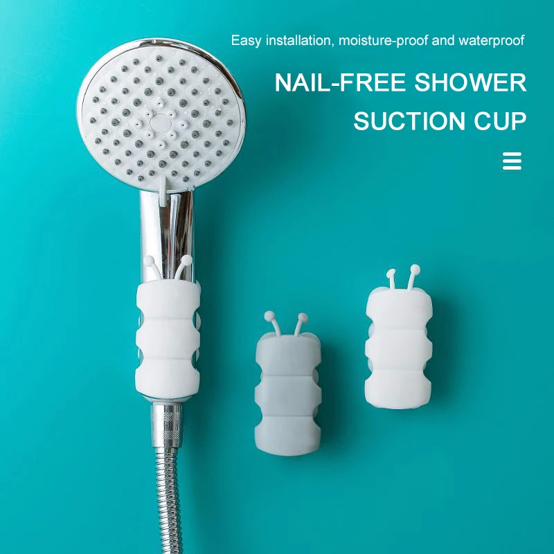 New Movable Shower Head Holder With Suction Cup Adjustable Reusable Silicone Punch-free Shower Holder Bathroom Hooks Accessories