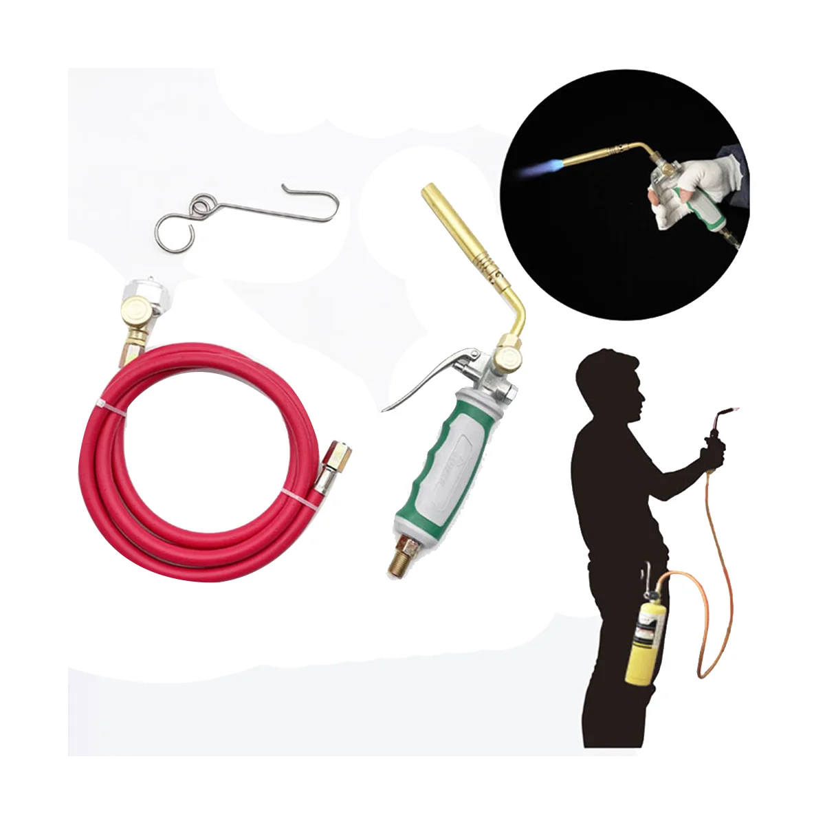 Professional Dual Switch Torch Brazing Torch of Propane Gas 1.6M Hose Ignition Gas Flame Soldering Tool for BBQ Heating 3