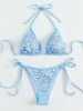 Sexy Halter Rhinestone Diamond Bikini Women Swimwear Female Swimsuit Two-pieces Bikini Set Micro Bather Bathing Suit Swim Lady