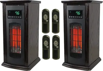 1500 Watts Infrared Quartz Indoor Home Tower Space Heater with Adjusting Temperatures and Remote Controls Black 2 Pack 1
