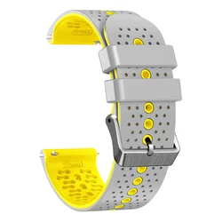 Sporty Silicone Strap in 22mm for Smartwatch - Enhanced Comfort and Style (Gray yellow)
