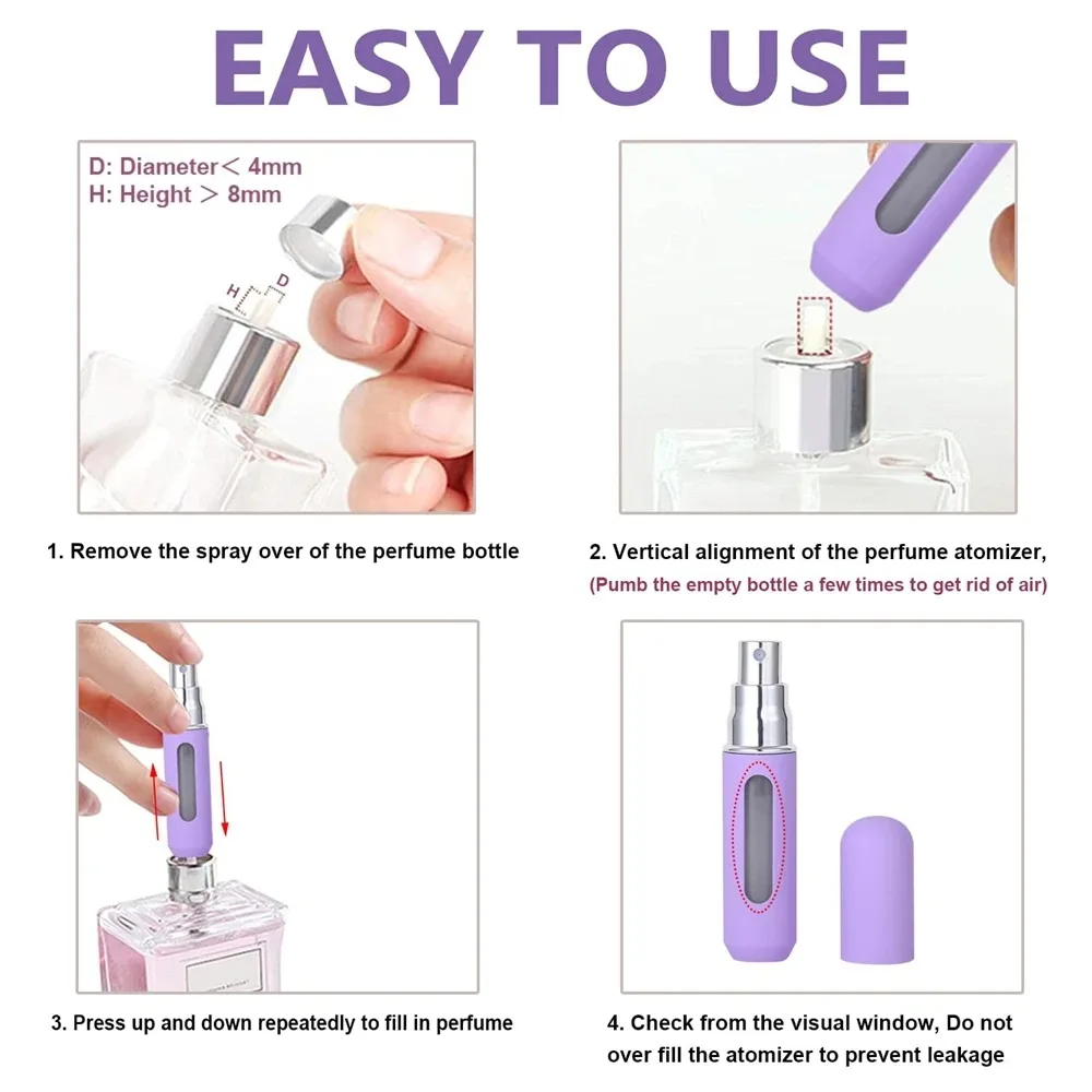 5ml Mini Perfume Atomizer Candy Color Spray Bottle Spray Bottling Dispenser Portable Refillable Spray Bottle Cosmetic Bottle