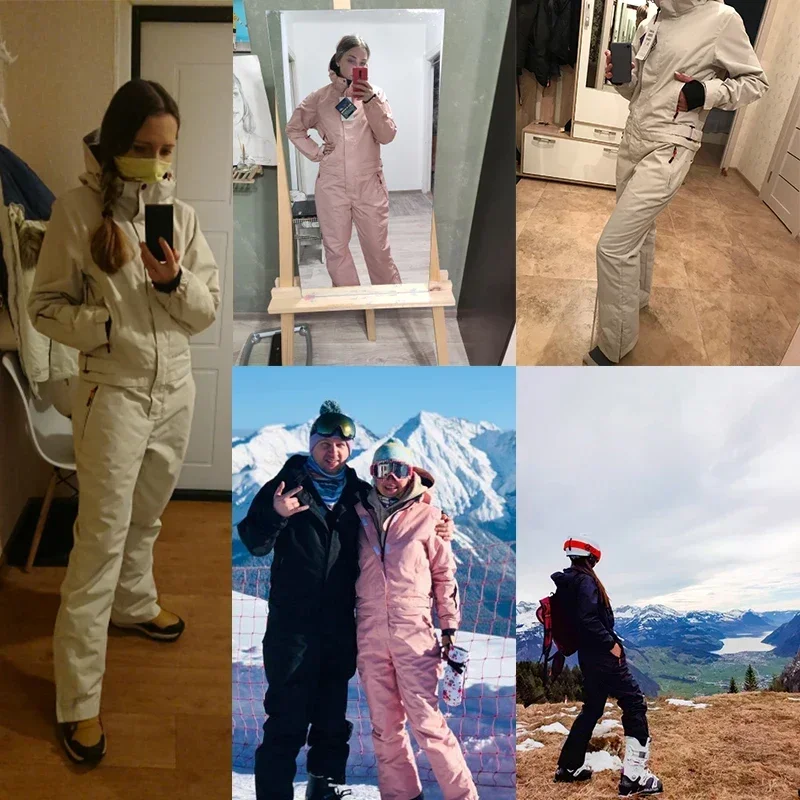 New Ski Suit Women Loose Outdoor Snowboarding Jacket One-Piece Skiing Set Men Overall Thermal Jumpsuit Windproof Waterproof