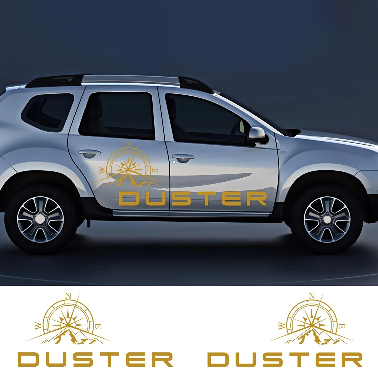 2pcs Mountain Compass Graphics Car Door Side Decor Vinyl Sticker Waterproof Decal For dacia duster DIY Auto Body Styling