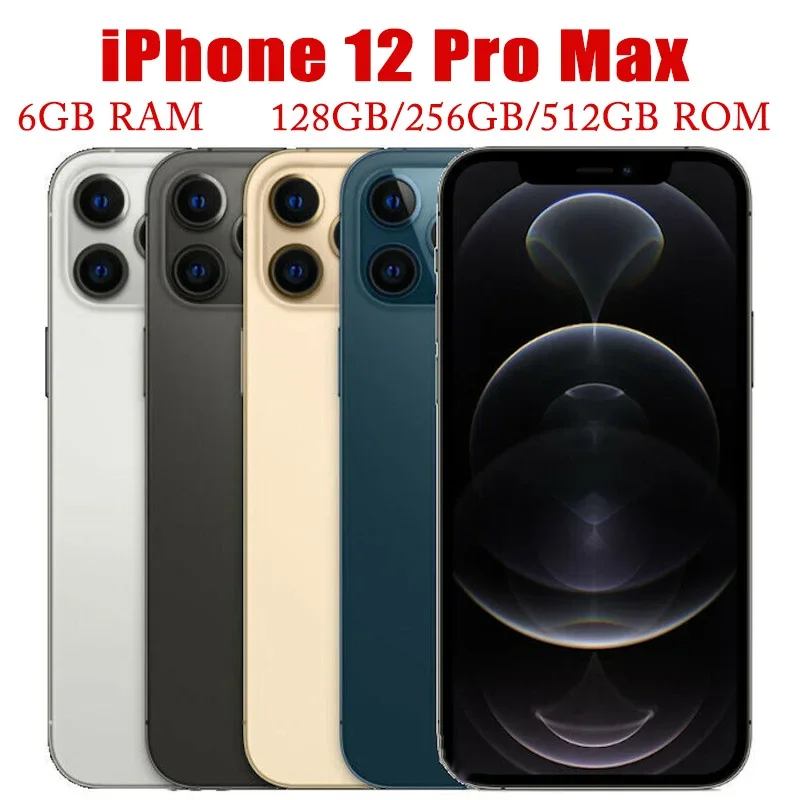 Apple iPhone 12 Pro Max 5G Unlocked Original 128GB/256GB/512GB ROM 6.7" OLED RAM 6GB A14 Bionic IOS Face ID NFC Smartphone