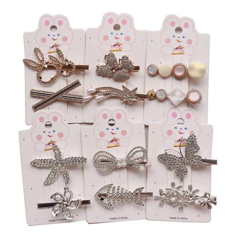 

2Pcs New Shiny Rhinestone Hair Clips For Women Styling Tool Glitter Hairpins Headdress Girls Fashion Duckbill Hair Clip