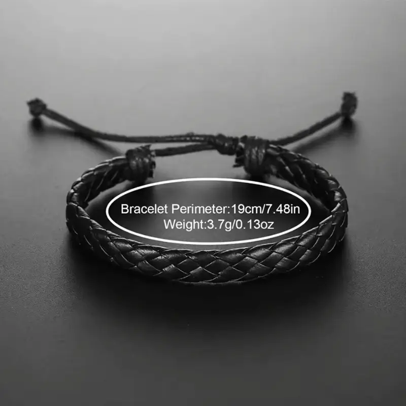 3PCS/Set Men Business Watches Casual Leather Band Analog Male's Quartz Watch Necklace Bracelet Set - Image 5