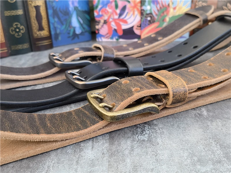 38MM Doppel Pin Metall Gürtel Schnalle Echtes Leder Gürtel Männer Jeans Leder Gürtel Für Männer Ceinture Western Cowboy Männer gürtel MBT0038 – Detail 33