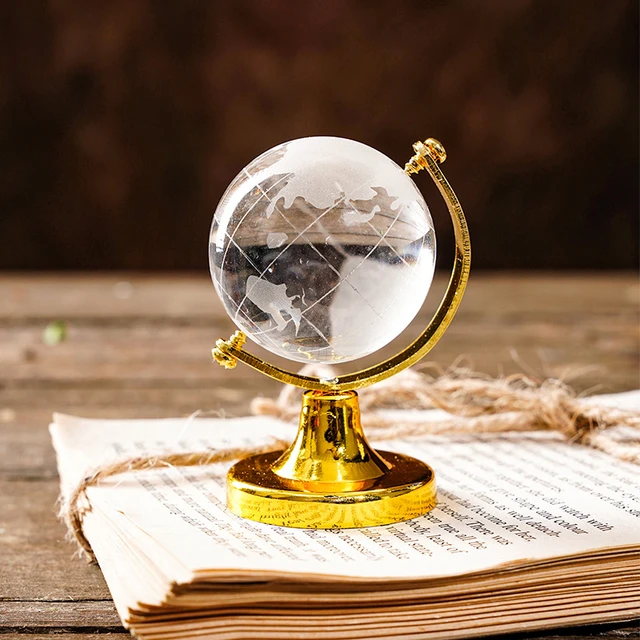 Globe débarrond transparent avec support, carte du monde en cristal, sphère  claire, artisanat de bureau, outils d'art fuchsia, accessoires de bureau -  AliExpress